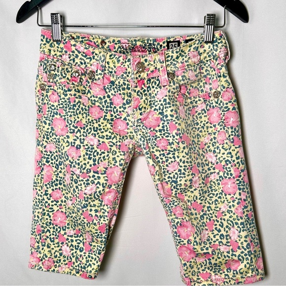 Miss Me Bermuda Shorts Stretch Denim Rhinestone Y2K Western 25 Floral Leopard - Picture 7 of 17